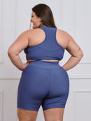Conjunto Canelado Fitness Plus Size Bermuda + top