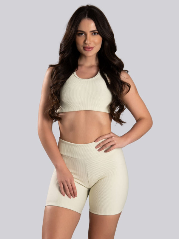 Conjunto Canelado (Bermuda + Top S/Bojo)