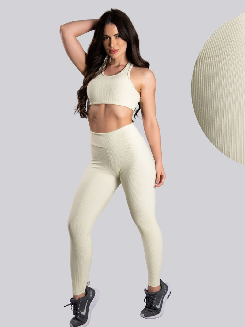 Conjunto Canelado  (Calça +Top S/Bojo)