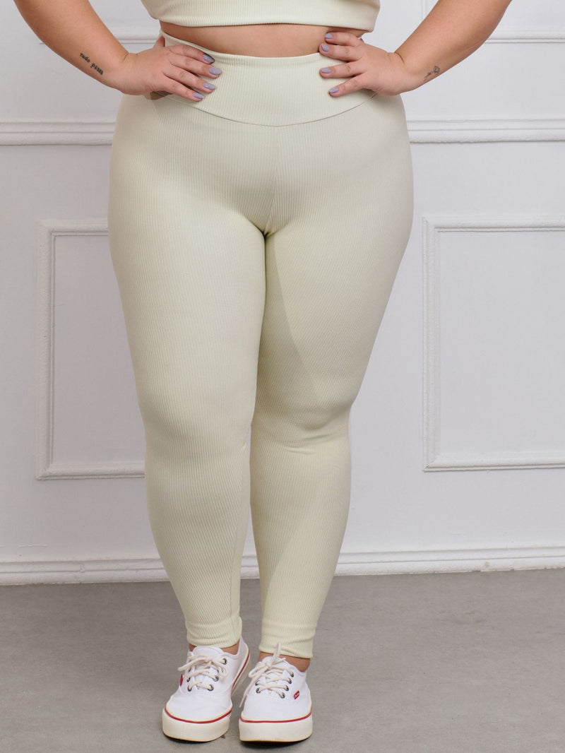 Calça Legging Canelado Fitness Plus Size