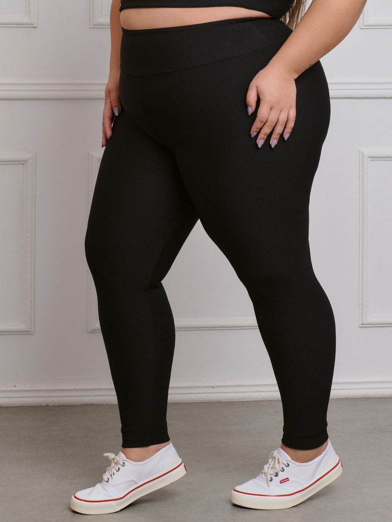 Calça Legging Canelado Fitness Plus Size