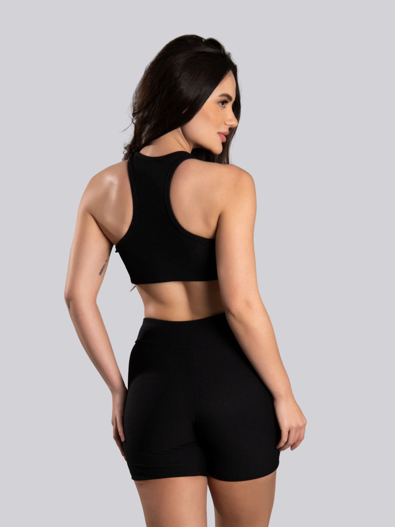 Conjunto Canelado (Bermuda + Top S/Bojo)