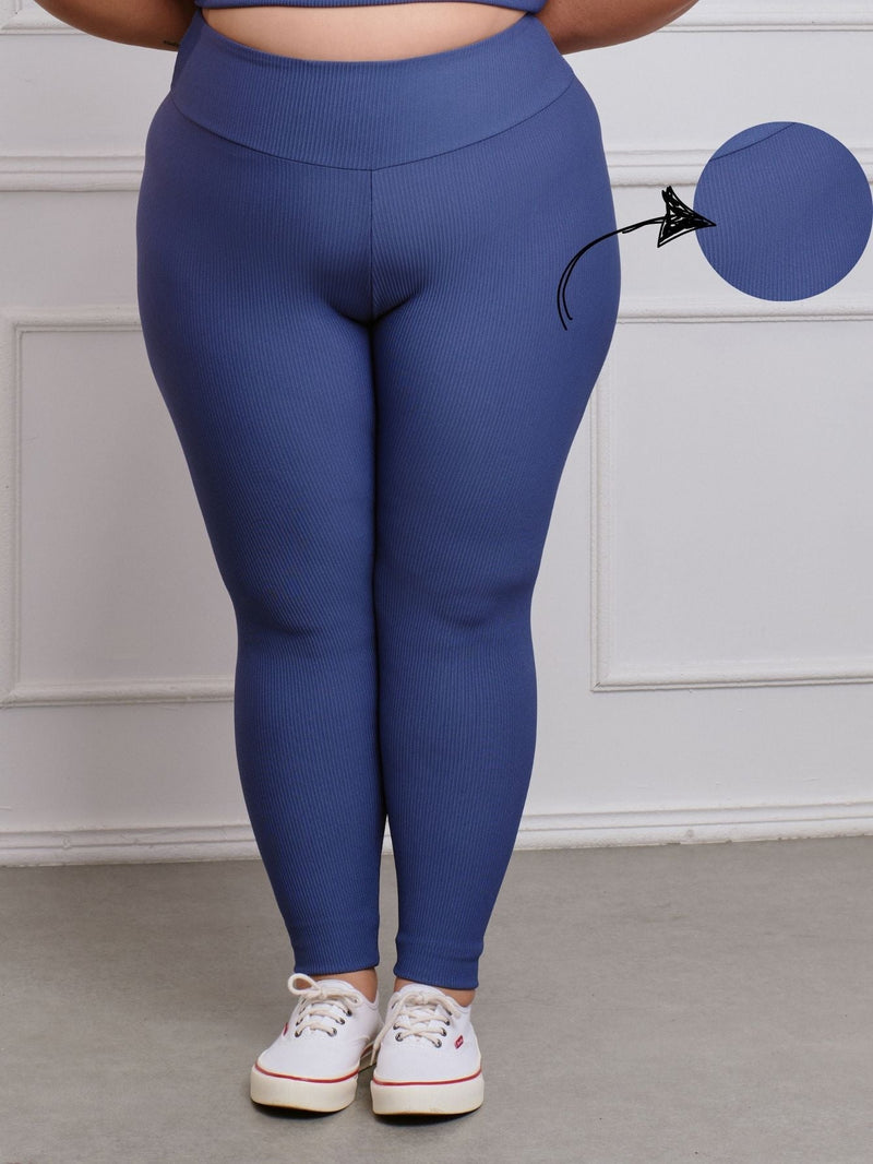 Calça Legging Canelado Fitness Plus Size