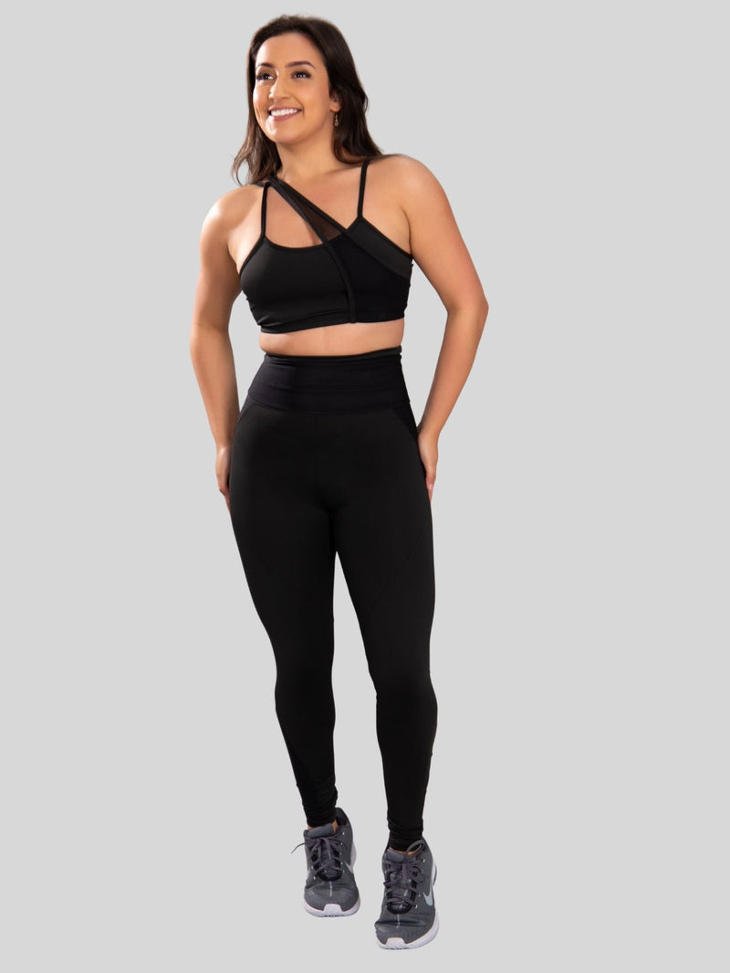 Conjunto fitness Detalhe em Tule (calça+top)
