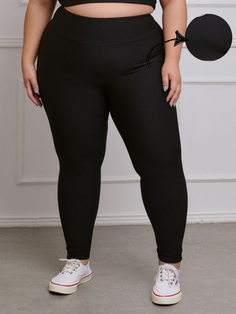 Calça Legging Canelado Fitness Plus Size