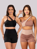 KIT 2 Conjuntos fitness Detalhe em Tule (bermuda+top)
