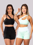 KIT 2 Conjuntos fitness Detalhe em Tule (bermuda+top)