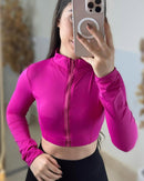 Jaquetinha poliamida com elástico e zíper